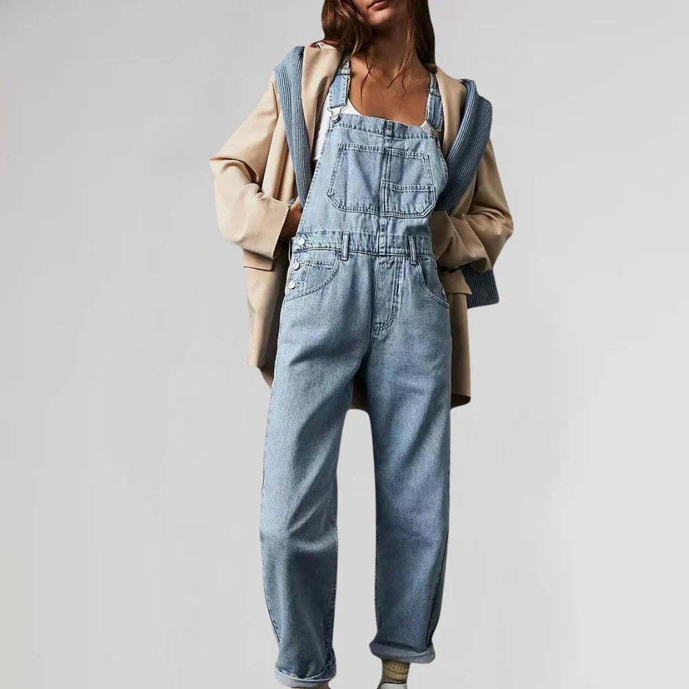 Charlotte Denim Jumpsuit for Women – Elegant and Comfortable, Fitted Cut with Button Placket