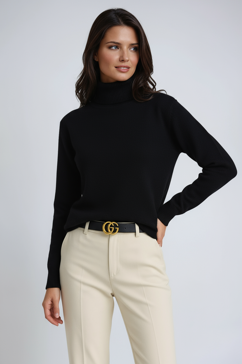 Clarrise Warm Turtleneck Sweater for Women – Soft Knit with High Collar & Classic Timeless Cut