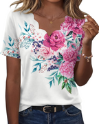 Ziva Top for Women – Wavy V-Neck Blouse, Elegant Flowy Cut & Casual Chic Style