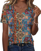 Ziva Top for Women – Wavy V-Neck Blouse, Elegant Flowy Cut & Casual Chic Style