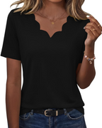 Ziva Top for Women – Wavy V-Neck Blouse, Elegant Flowy Cut & Casual Chic Style