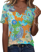 Ziva Top for Women – Wavy V-Neck Blouse, Elegant Flowy Cut & Casual Chic Style