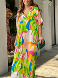 Oaklynn Kaftan Dress for Women – Light Maxi Kaftan Dress with Multicolor Print & Summer Look