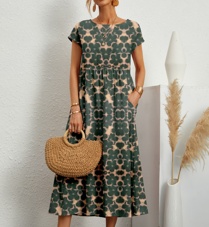 Frances Midi Dress for Women – Elegant Floral Dress in Breathable Fabric with Feminine Cut