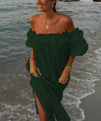 Valentina Maxi Dress for Women – Boho Off-Shoulder Cotton Dress with Ruffles & Bardot Neckline