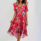 Aimee Midi Dress for Women – Flattering Cut with Vibrant Floral Print & Breathable Comfort