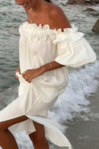 Valentina Maxi Dress for Women – Boho Off-Shoulder Cotton Dress with Ruffles & Bardot Neckline