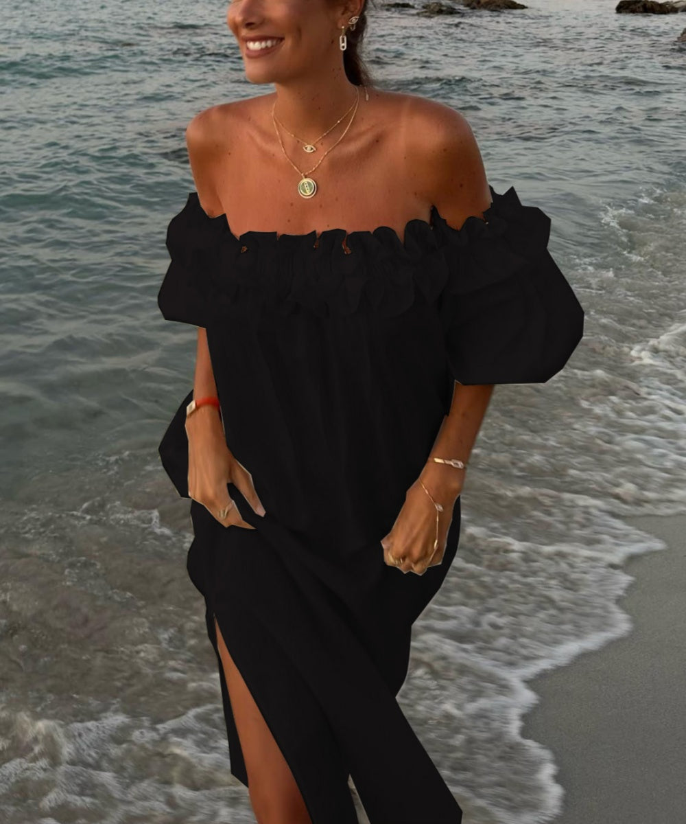 Valentina Maxi Dress for Women – Boho Off-Shoulder Cotton Dress with Ruffles & Bardot Neckline