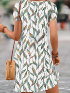 Holly Summer Dress for Women – Elegant Midi Dress with Leaf Print & V-Neck