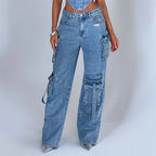Jutta Cargo Jeans for Women – High-Waist Pants with Utility Pockets & Casual Cut