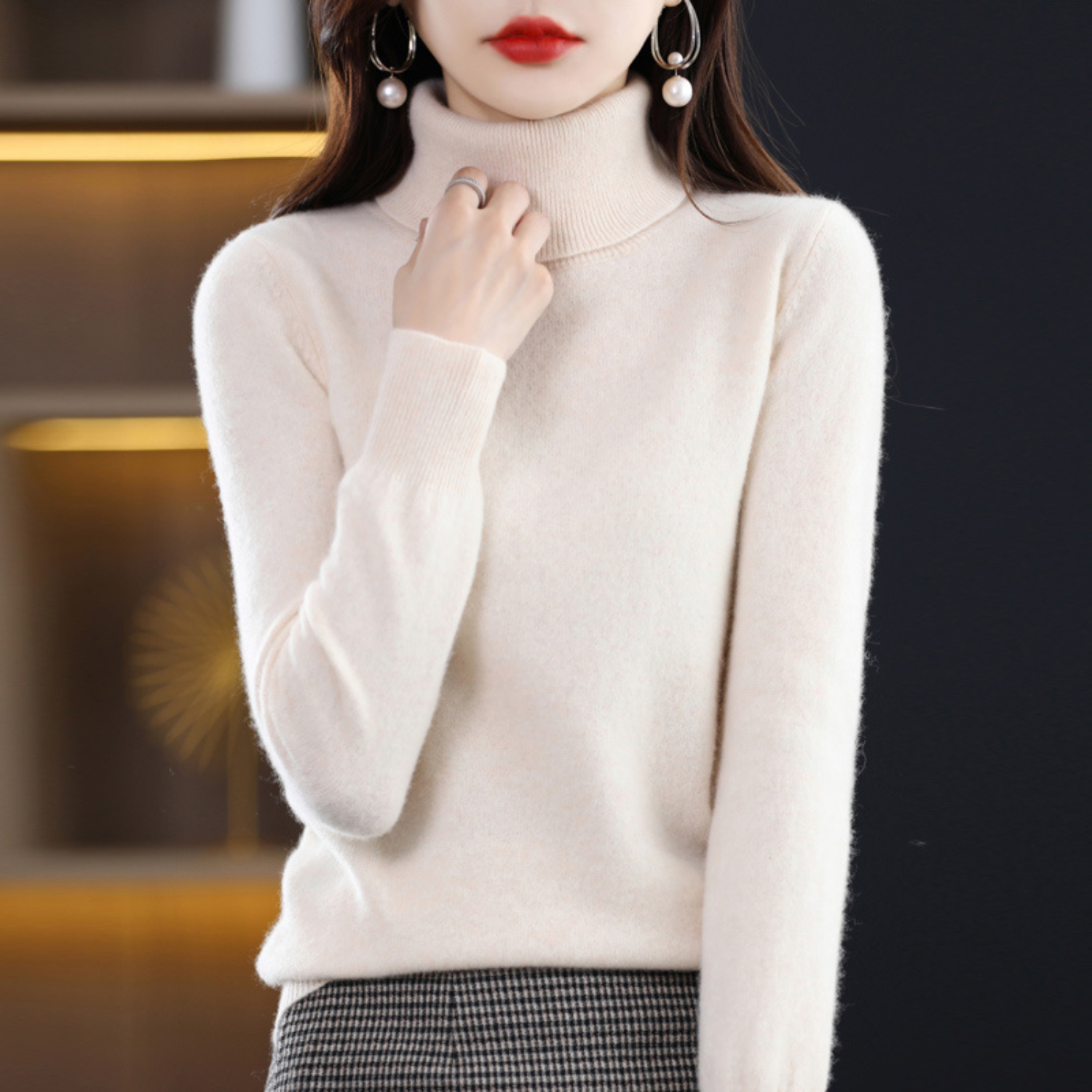Emmie Cashmere Turtleneck Sweater for Women – Premium Soft Knit for Warmth and Light Comfort