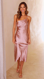 Noemie Midi Dress for Women – Fitted Dress with Back Laces & Elegant Flared Skirt