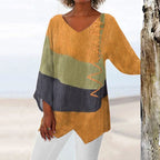 Solange Top for Women – Two-Tone Design with V-Neck & Flattering Cut for Comfort and Style