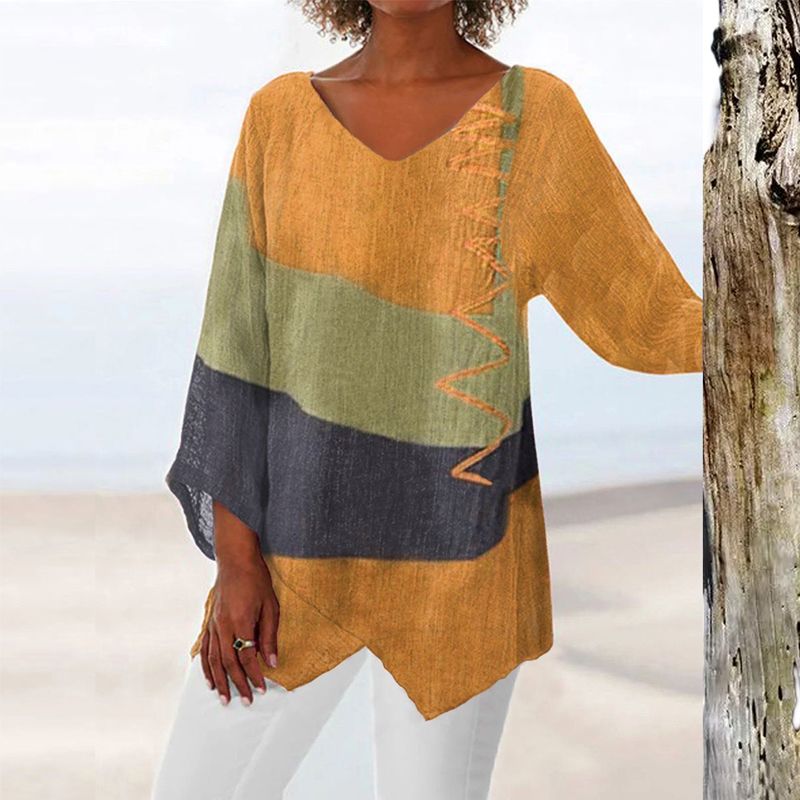 Solange Top for Women – Two-Tone Design with V-Neck & Flattering Cut for Comfort and Style