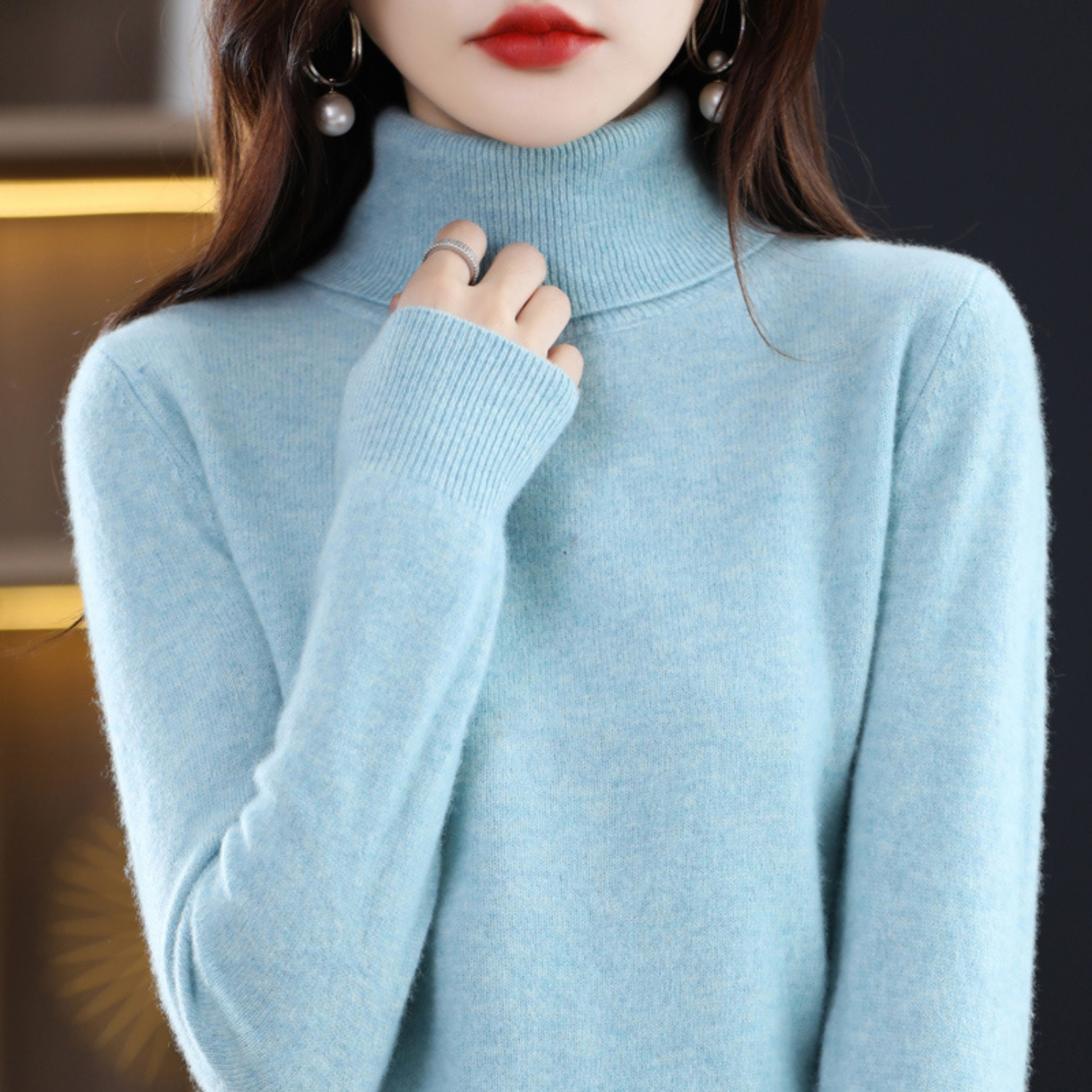 Emmie Cashmere Turtleneck Sweater for Women – Premium Soft Knit for Warmth and Light Comfort