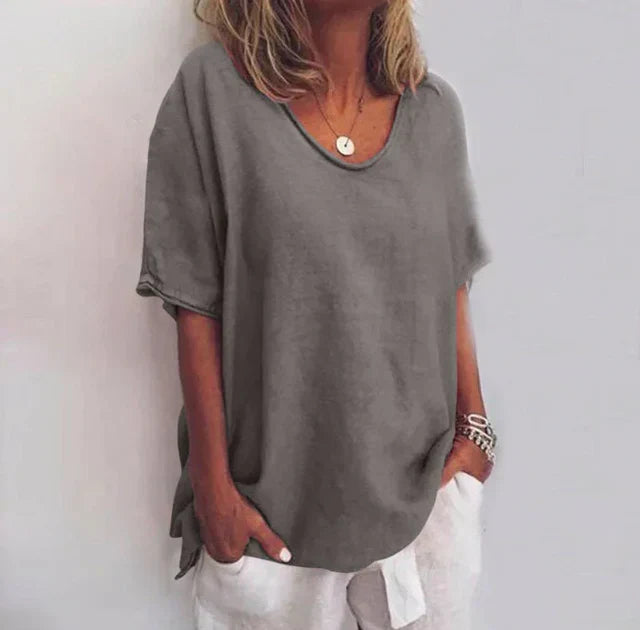 Ana Classic Blouse for Women – Loose-Cut Blouse with Short Sleeves for a Casual Look
