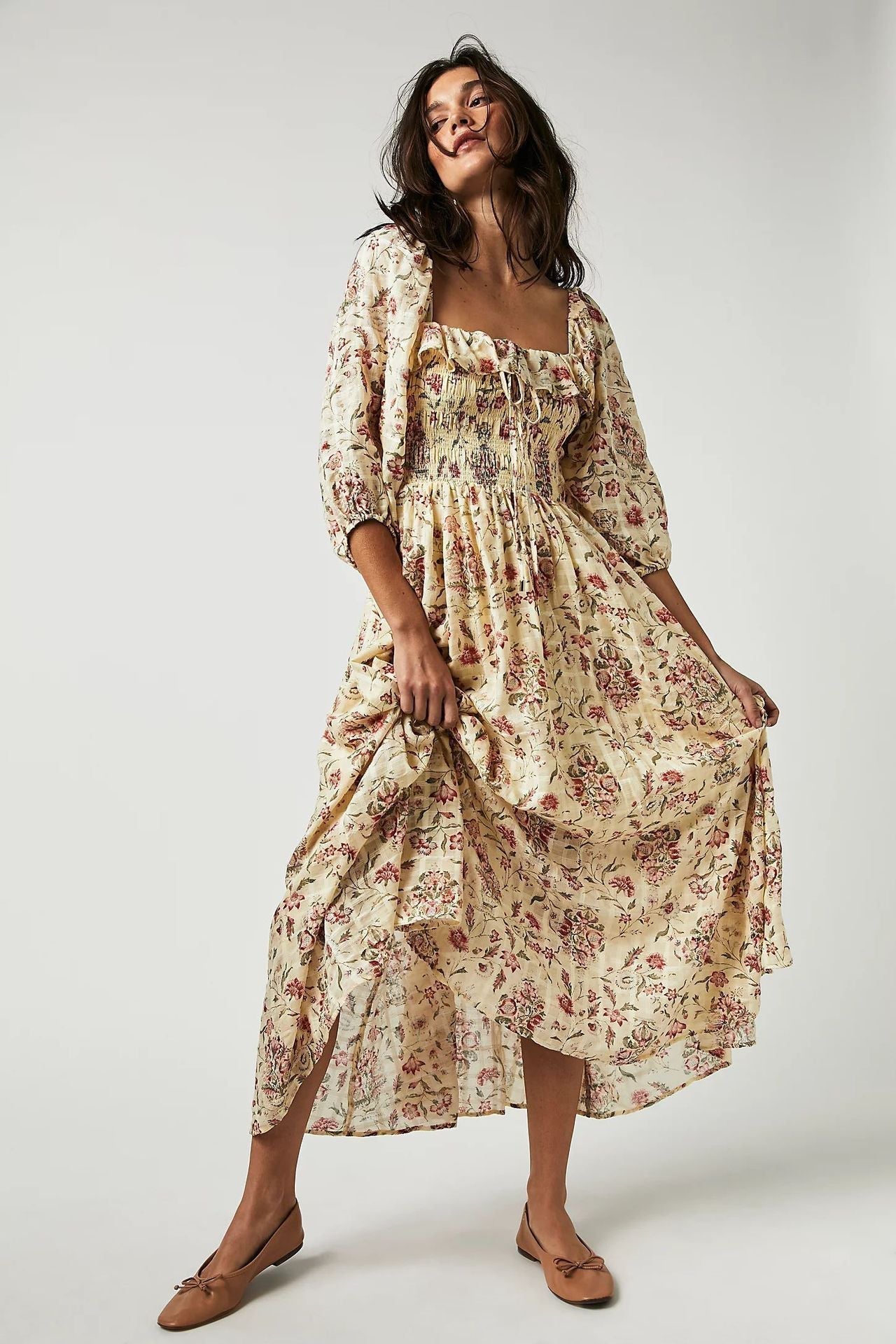 Quinn Midi Dress for Women – Floral Cotton Dress with Romantic Boho Style & Flattering Cut