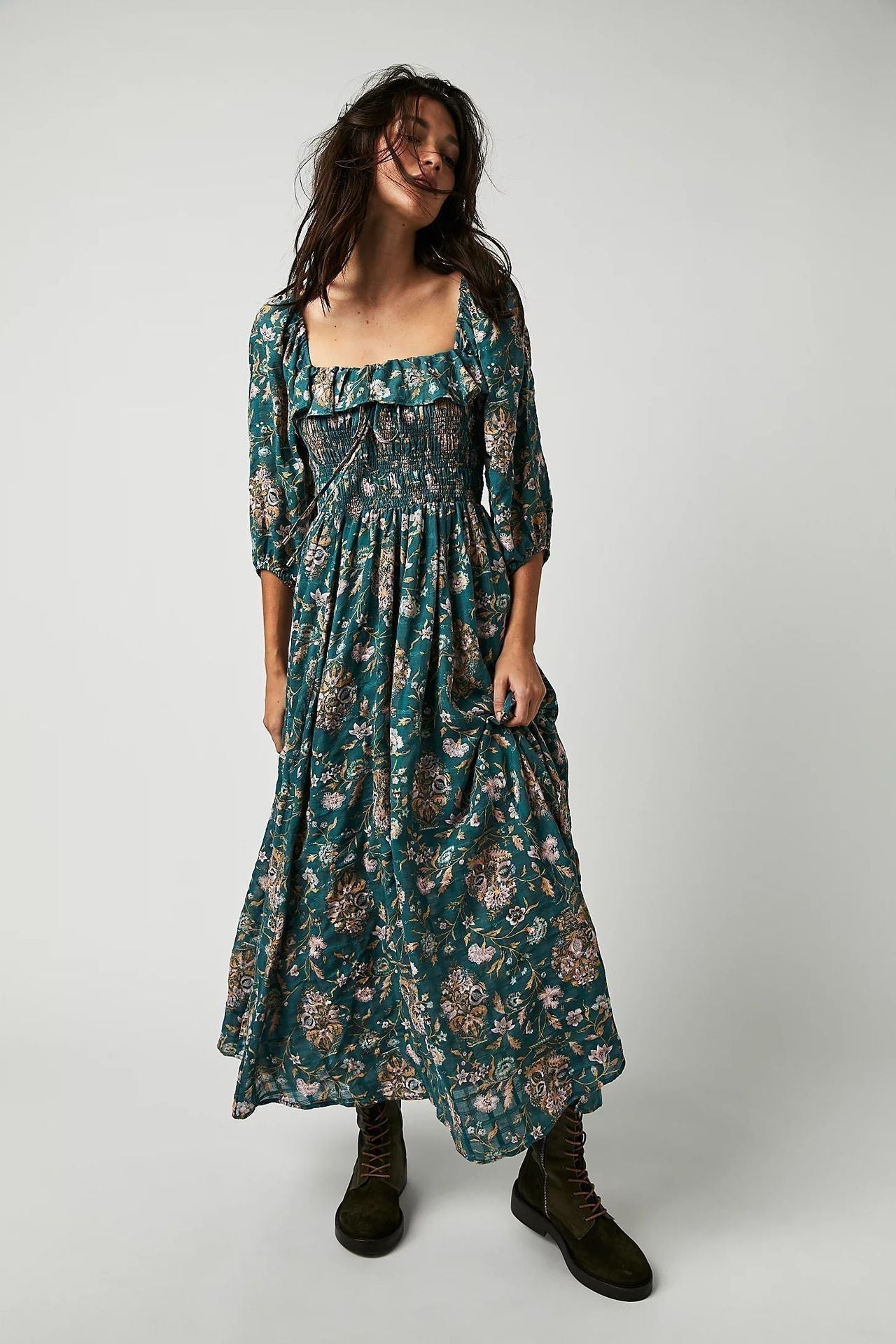 Quinn Midi Dress for Women – Floral Cotton Dress with Romantic Boho Style & Flattering Cut