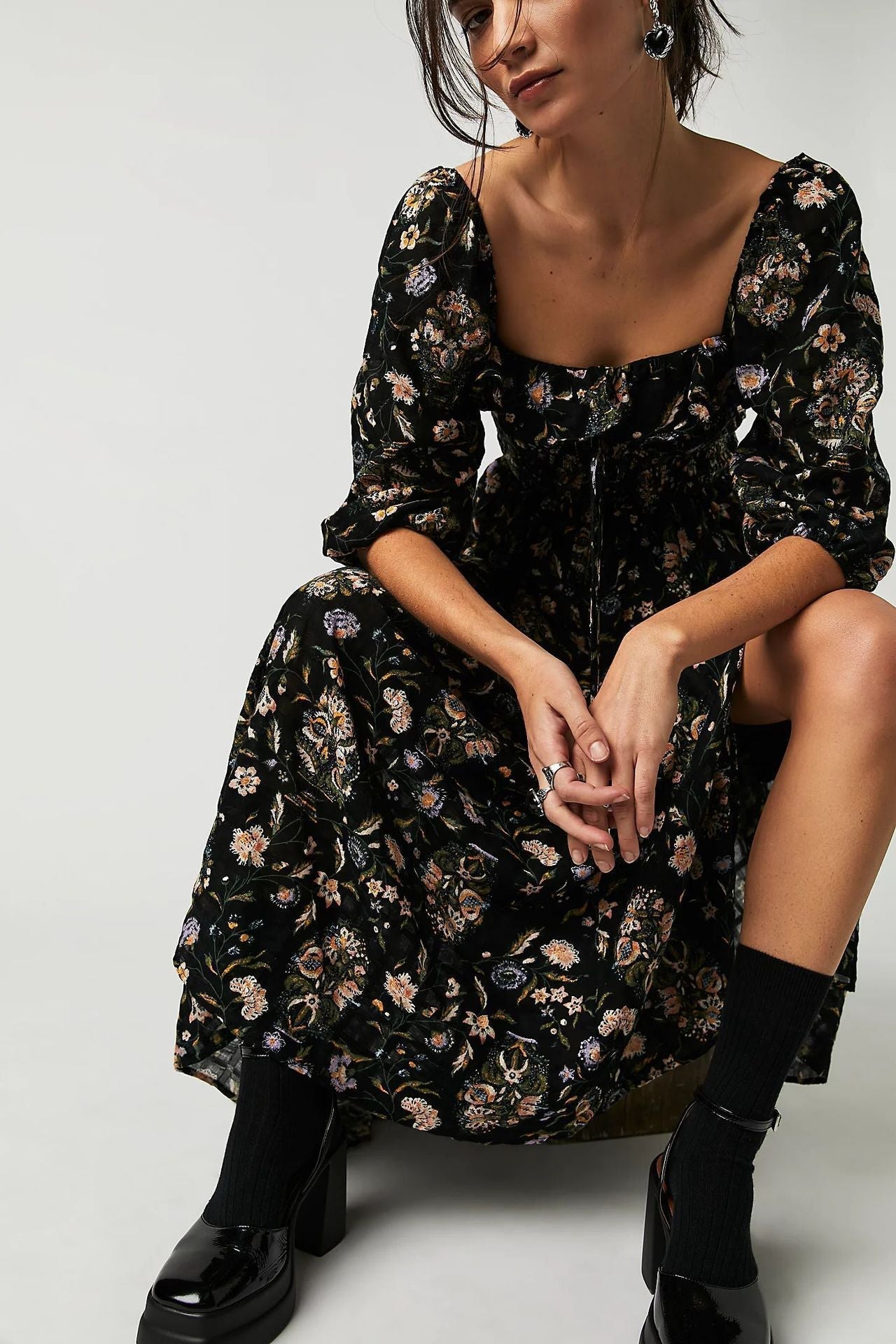 Quinn Midi Dress for Women – Floral Cotton Dress with Romantic Boho Style & Flattering Cut