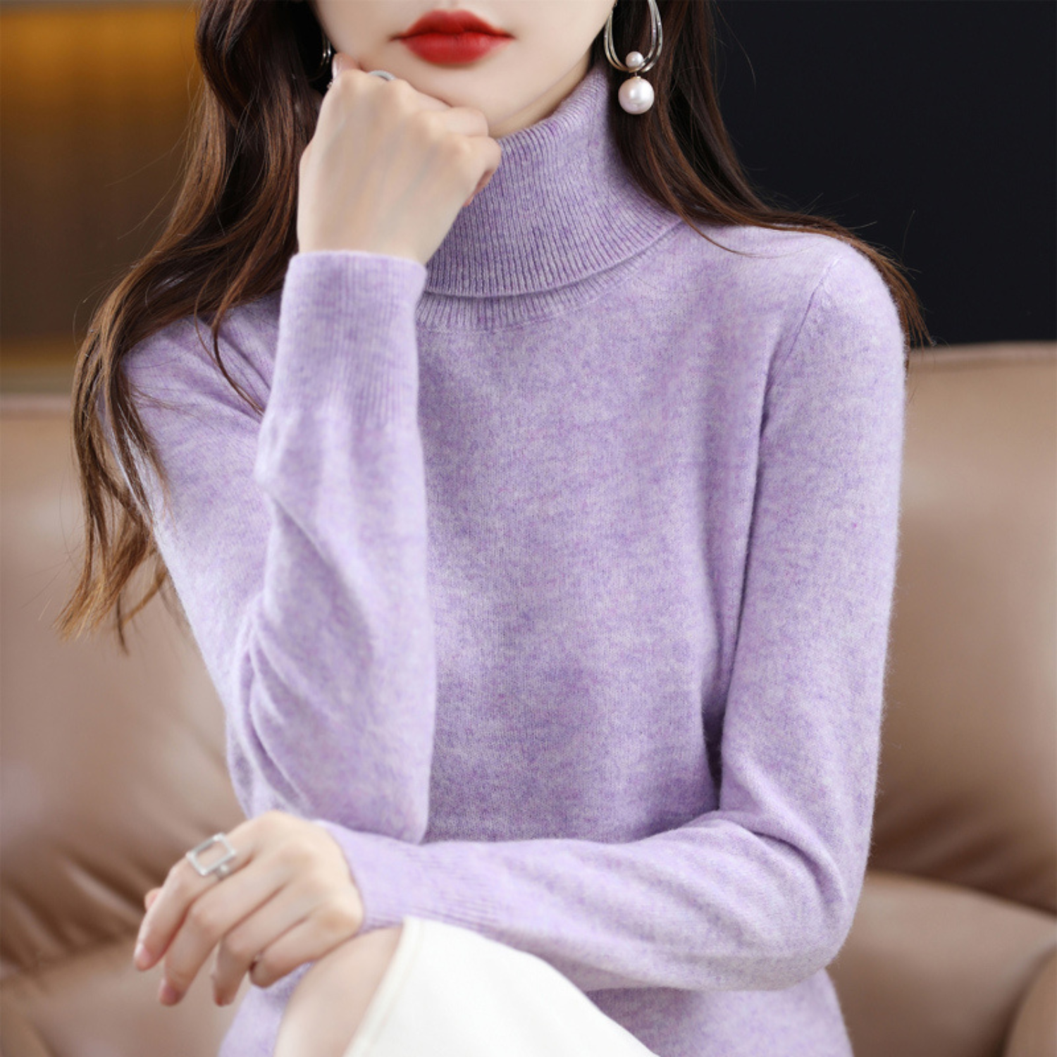 Emmie Cashmere Turtleneck Sweater for Women – Premium Soft Knit for Warmth and Light Comfort