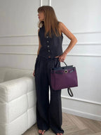 Freya Linen Set for Women – Coordinated Summer Outfit with Sleeveless Vest & Wide Pants in Natural Style