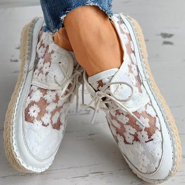 Stephanie Shoes for Women – Comfortable Loafers with Floral Embroidery & Sturdy Sole