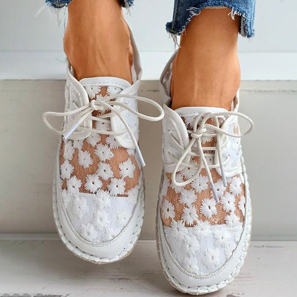 Stephanie Shoes for Women – Comfortable Loafers with Floral Embroidery & Sturdy Sole