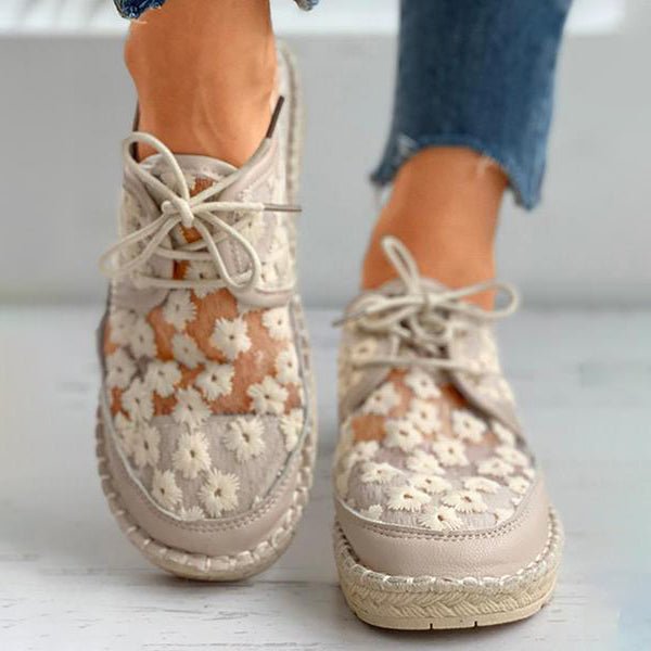 Stephanie Shoes for Women – Comfortable Loafers with Floral Embroidery & Sturdy Sole