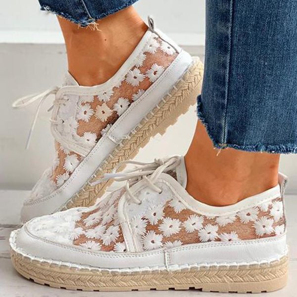 Stephanie Shoes for Women – Comfortable Loafers with Floral Embroidery & Sturdy Sole