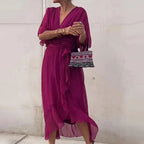 Aceline Wrap Dress for Women – Deep V-Neckline and Waist Belt for an Elegant Flattering Cut