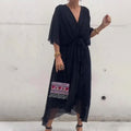 Aceline Wrap Dress for Women – Deep V-Neckline and Waist Belt for an Elegant Flattering Cut