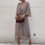 Aceline Wrap Dress for Women – Deep V-Neckline and Waist Belt for an Elegant Flattering Cut